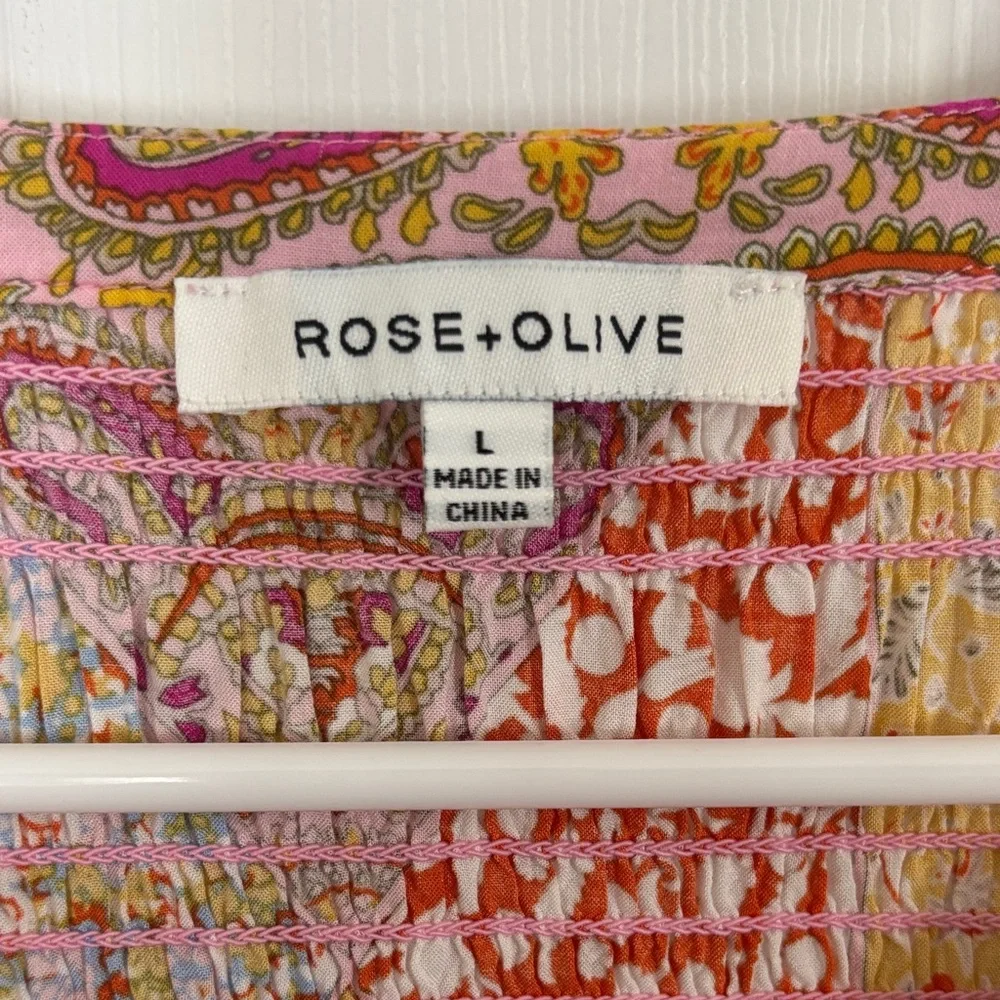 Rose & Olive Vibrant Patchwork Blouse size L - Picture 5 of 9